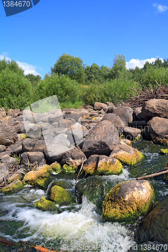 Image of mountain river flow between stone