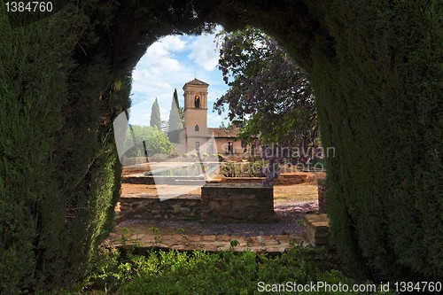 Image of Alhambra gardens in Granada, Spain