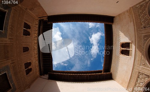 Image of Sky above the courtyard of Alhambra palace in Granada, Spain