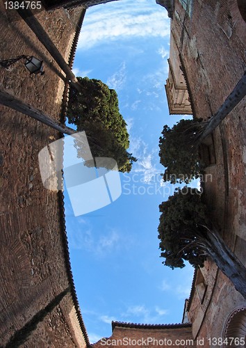 Image of Sky above the courtyard of Medieval castle