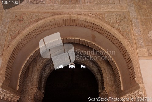 Image of Arched doorway in Alhambra palace in Granada, Spain