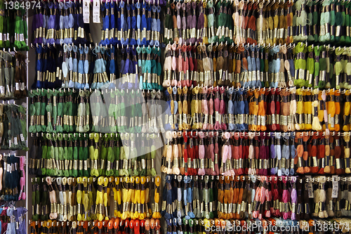 Image of A selection of embroidery yarn in all colors