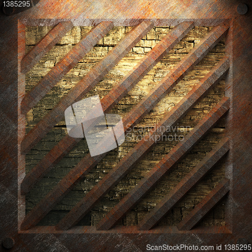 Image of rusty metal and wood plate