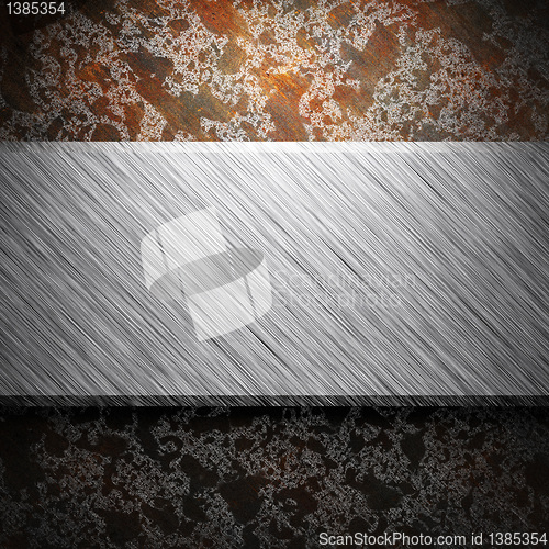 Image of aluminum and rusty metal plate