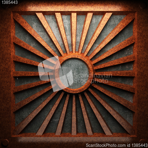 Image of red wood plate on concrete