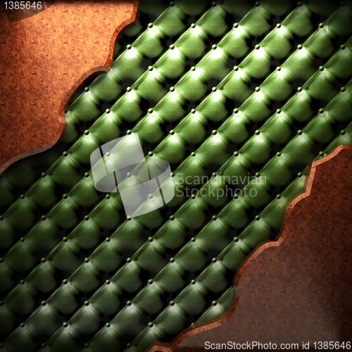 Image of red wood plate on leather