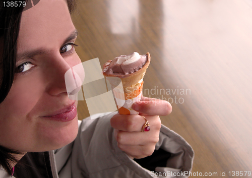 Image of Smiling woman with icecream