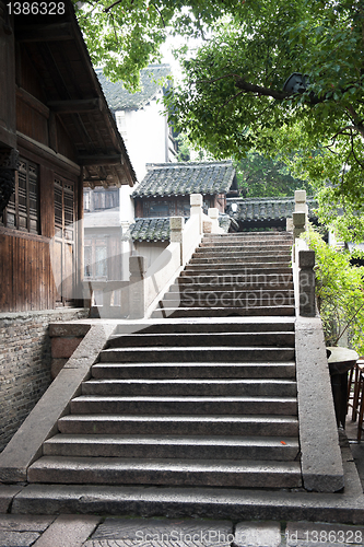 Image of Chinese old stone bridge in Wuzhen village