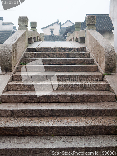 Image of Chinese old stone bridge in Wuzhen town