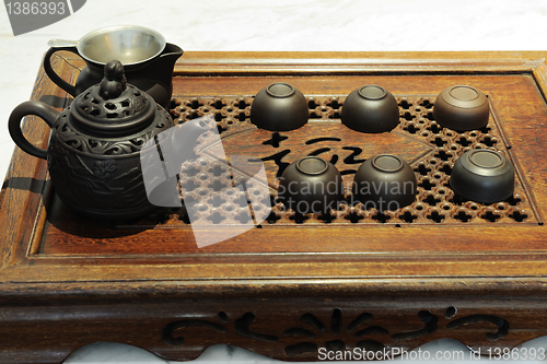 Image of Gongfu tea set with teapot and teacups