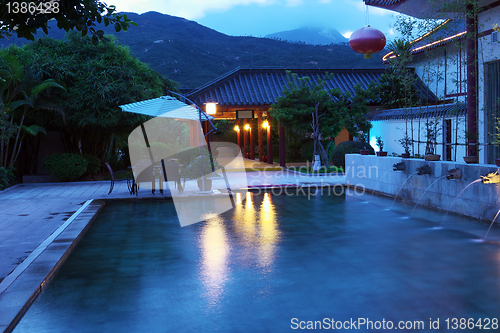 Image of Dragon head by hot spring pool