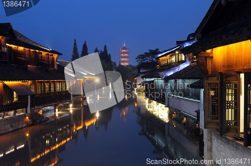 Image of China building night scene