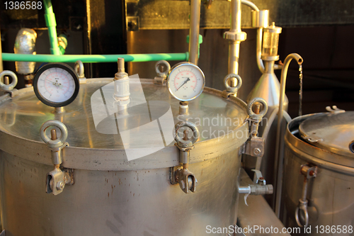 Image of distillation of essential oils in factory