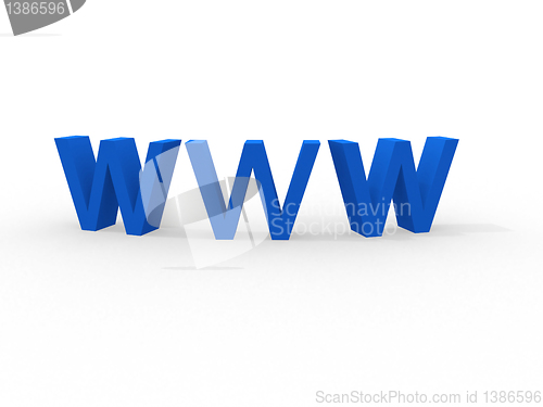 Image of 3d illustration of text 'www' in blue