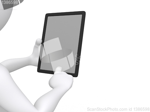 Image of businessman working on Ipad  - 3d illustration 