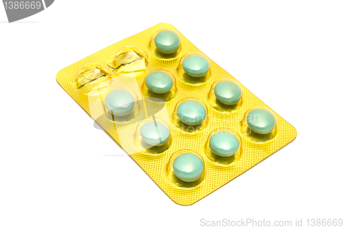 Image of Package of green pills 