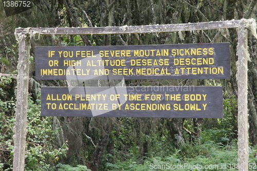 Image of Information sign, Kilimanjaro