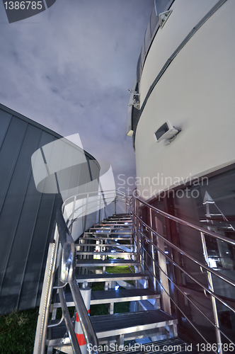 Image of modern gray stair outside of buildings