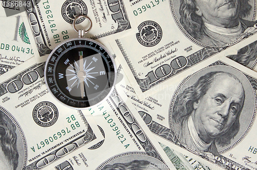 Image of compass on cash