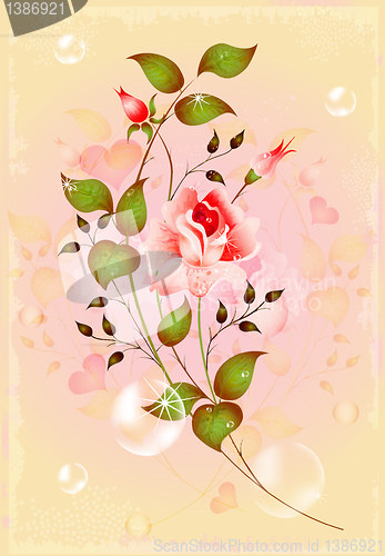 Image of sparkling rose for greeting card