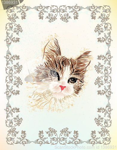 Image of vintage portrait of the cat