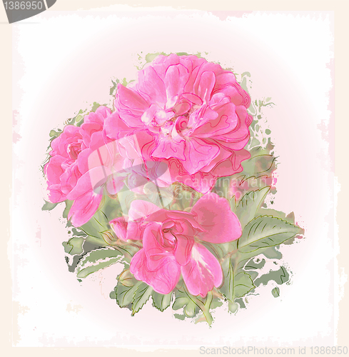 Image of Vintage greeting card with roses