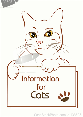 Image of adorable outline cat holding banner