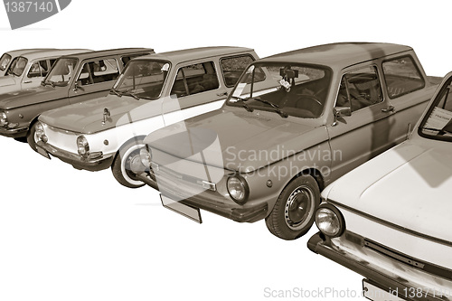 Image of retro cars on white background