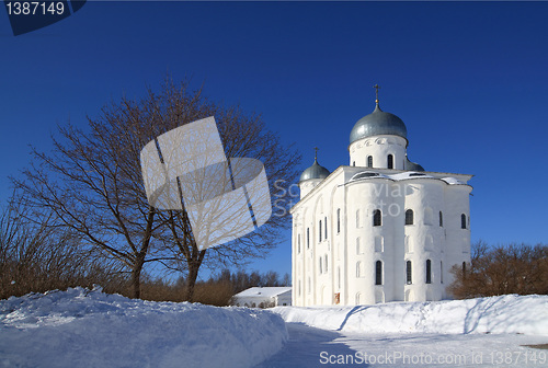 Image of christian orthodox male priory amongst snow