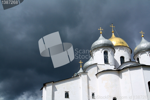 Image of christian orthodox church on cloudy background