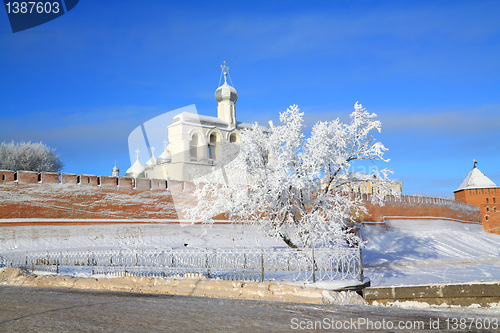 Image of christian orthodox church near battlement