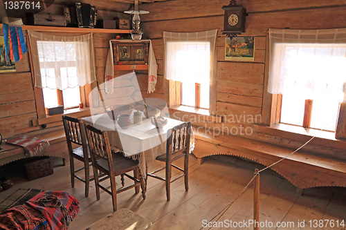Image of interior of the old wooden building