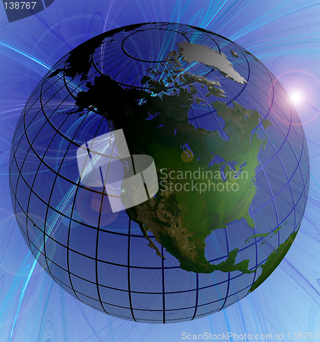 Image of Globe North America Focus on Swirl Background