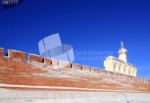 Image of christian orthodox church near battlement