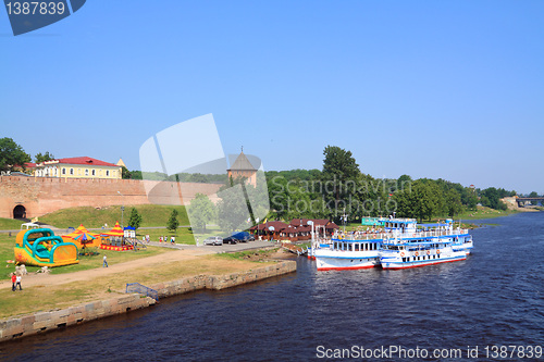 Image of two motor ships on river quay