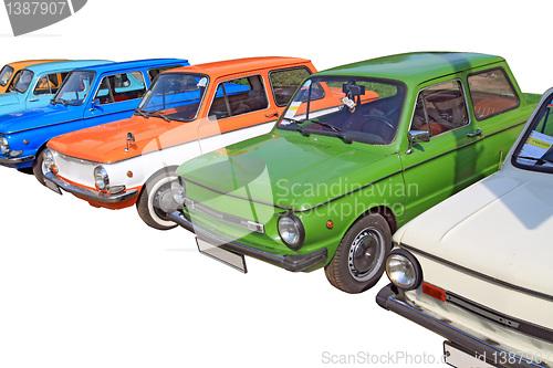 Image of retro cars on white background