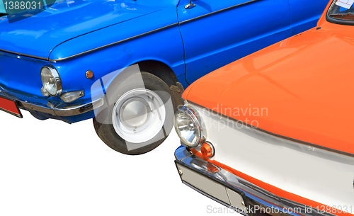 Image of retro car on white background