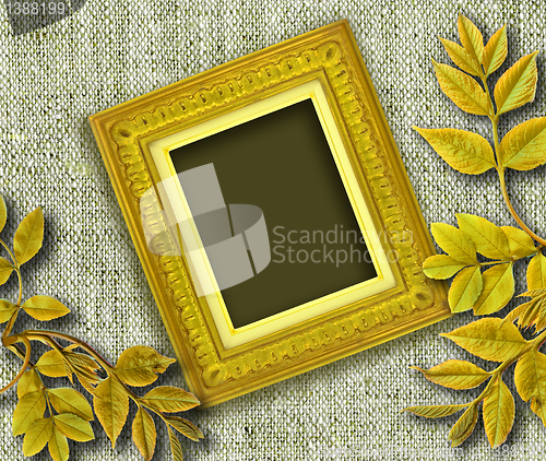 Image of  grunge golden frame with leafs