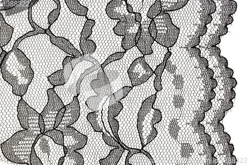 Image of black lace fabric with flower pattern