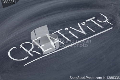 Image of creativity word on blackboard