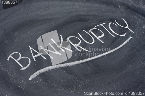 Image of bankruptcy word on blackboard