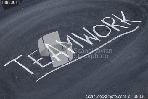 Image of teamwork word on blackboard