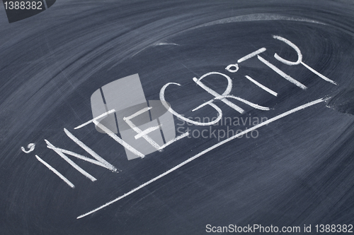 Image of integrity word on blackboard