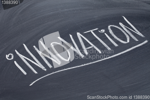 Image of innovation word on blackboard