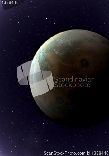 Image of planet with stars