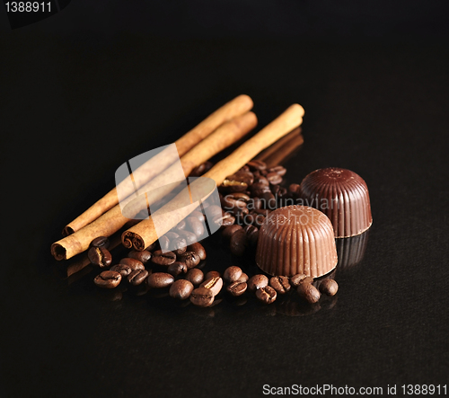 Image of cinnamon,coffee beans and candy 