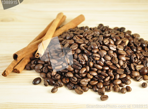Image of coffee beans and cinnamon sticks 