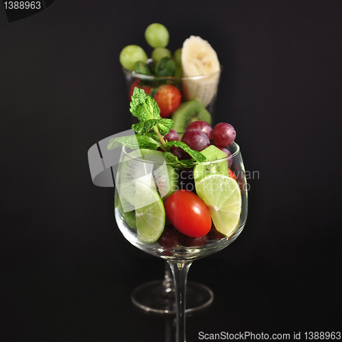 Image of fruits in a wineglass