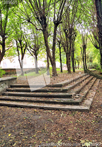 Image of aging stairway in spring park