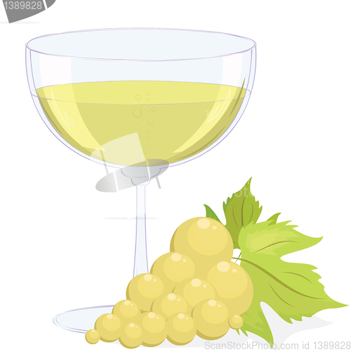 Image of glass of wine and a brush of grapes